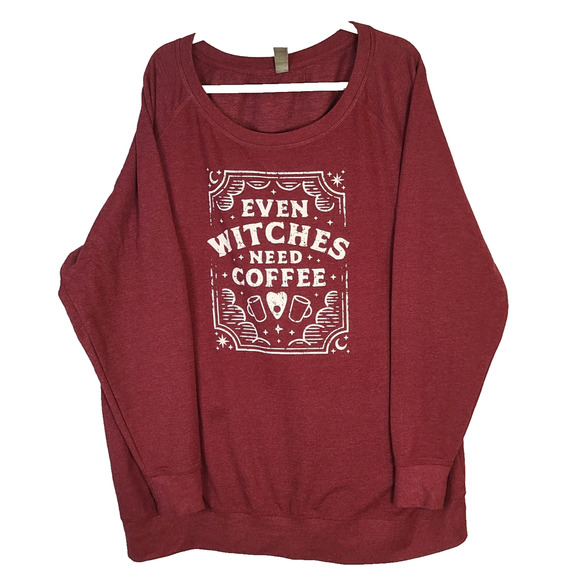 Instant Message Even Witches Need Coffee Long Sleeve Sweatshirt 4X Plus Size - Picture 1 of 10